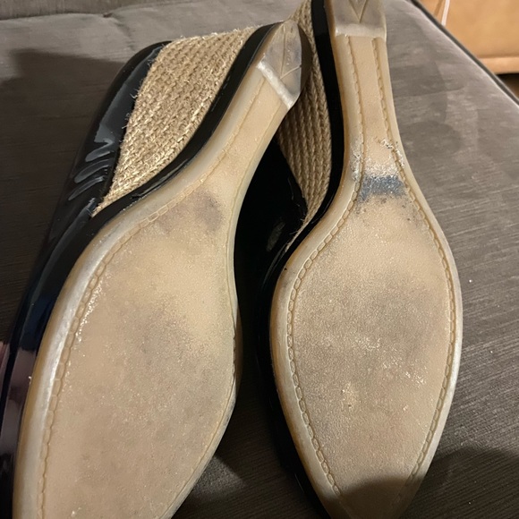 AUTHENTIC PRADA black patent leather open toe espadrille wedge (size 10) - Picture 3 of 3